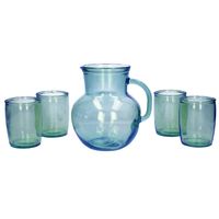 Glazen drink set blauw met schenkkan en 4 glazen