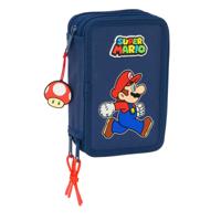 Schooletui met Accessoires Super Mario Trick Rood Donkerblauw 12,5 x 19,5 x 5,5 cm 37 Onderdelen
