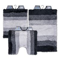 Wicotex-Badmat-set-Badmat-Toiletmat-Bidetmat regenboog zwart-Antislip onderkant-WC mat-met uitsparing