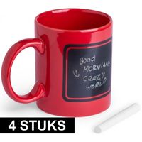 4x Luxe krijt koffie mokken rood   - - thumbnail