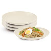 Plasticforte Rond bord/camping bord - 4x - D20 cm - creme wit - kunststof - onbreekbaar - servies