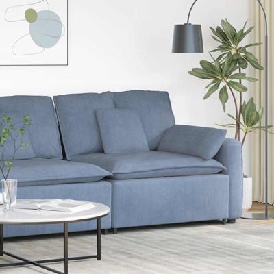 Modulaire bank Armleuning eindmodule met kussens 100 cm blauw