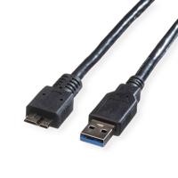 ROLINE USB 3.2 Gen 1 kabel, type, A M - Micro B M, zwart, 3 m