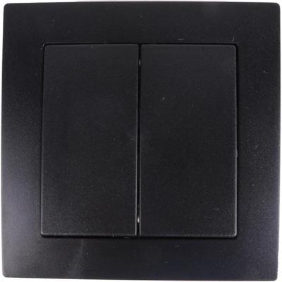 Inbouw wisselschakelaar dubbel - zwart - 250V 10A - WCD Inbouw wisselschakelaar dubbel - zwart - 250V 10A - WCD