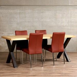 Set van 4 leren eetkamerstoelen - bruin leer - Echt leer, Modern, ontdek de vele Leersoorten en Kleuren bij ShopX