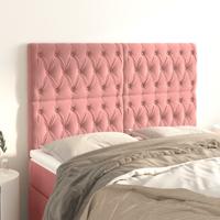 Hoofdborden 4 st 72x7x78/88 cm fluweel roze