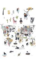 Noordwand Kids Walls Fotobehang kinderkamer wereldkaart dieren - 45875