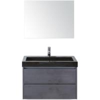 Dante Badmeubelset 80 cm - Beton Antraciet - Wastafel Hardsteen Wit Lucca met Spiegel