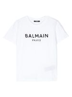 Balmain Kids t-shirt à logo brodé de sequins - Blanc