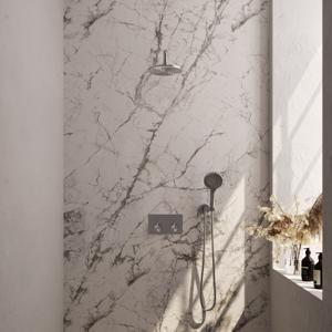 Thermostatische Inbouw Regendouche Brauer Brushed Edition Met Drukknoppen SET 57 Met 20 cm Douchekop En Gebogen Muurarm En 3-Standen Handdouche En