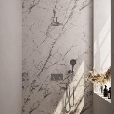 Thermostatische Inbouw Regendouche Brauer Brushed Edition Met Drukknoppen SET 57 Met 20 cm Douchekop En Gebogen Muurarm En 3-Standen Handdouche En