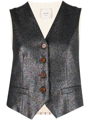 Alysi Gilet met enkele rij knopen - Paars