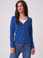 Basic fijngebreid vest met V-hals van biologisch cashmere