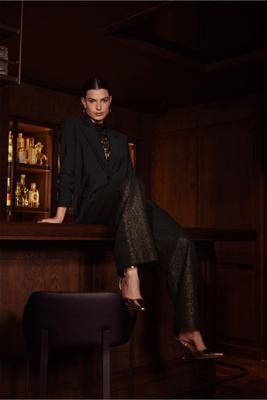 Lexie sparkle waffle trousers - black/gold - 13338