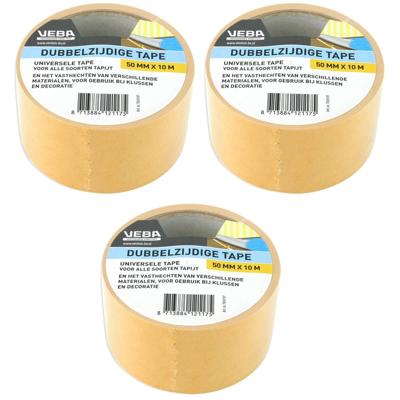 Dubbelzijdige tape - 3x - tapijttape - 50 mm x 10 m - Bruin - Universeel - Dubbelzijdig tapijt plakb Dubbelzijdige tape - 3x - tapijttape - 50 mm x 10 m - Bruin - Universeel - Dubbelzijdig tapijt plakb