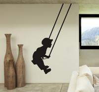 Sticker kinderkamer jongen schommel
