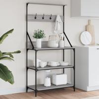 VidaXL Bakkersrek met haken 4-laags bewerkt hout grijs sonoma eiken VidaXL Bakkersrek met haken 4-laags bewerkt hout grijs sonoma eiken