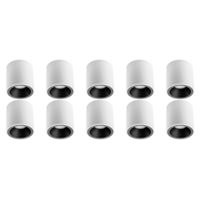 Opbouwspot 10-Pack GU10 Fitting - Rond Mat Wit/Zwart - Aluminium Ø90mm