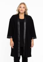 Yoek Cardigan met leer | Zwart | Maat 46/48