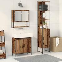 3-delige badkamermeubelset oud hout gefabriceerd hout