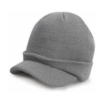 Result Wintermuts - met visor klep - grijs - volwassenen - polyacryl - heren / dames muts