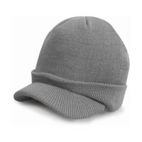 Result Wintermuts - met visor klep - grijs - volwassenen - polyacryl - heren / dames muts