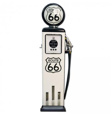 Route 66 8 Ball Elektrische Benzinepomp Met Voet - Wit & Zwart - Reproductie