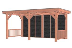 Trendhout Buitenverblijf Siena 535x300 cm - Combinatie 1- Plat dak- Onbehandeld lariks Douglas hout- Trendhout