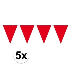 5 stuks Vlaggenlijnen/slingers XXL rood 10 meter