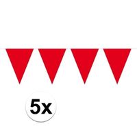5 stuks Vlaggenlijnen/slingers XXL rood 10 meter - thumbnail