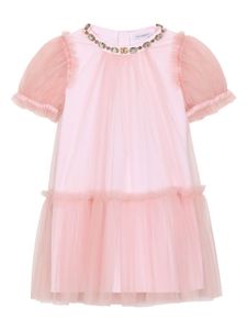 Dolce & Gabbana Kids robe en tulle à ornements strassés - Rose