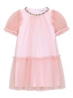 Dolce & Gabbana Kids robe en tulle à ornements strassés - Rose - thumbnail