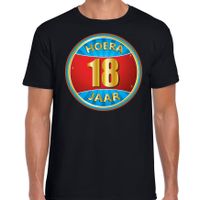 18e verjaardag cadeau t-shirt hoera 18 jaar zwart voor heren