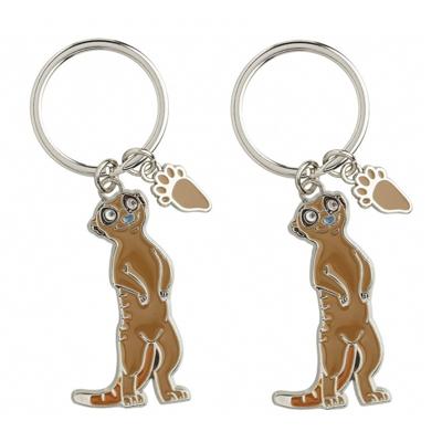Nature Planet Sleutelhanger stokstaartje - 2x - metaal - 5 cm - cadeau artikelen