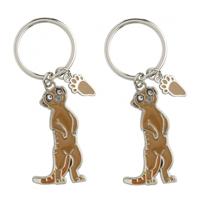 Nature Planet Sleutelhanger stokstaartje - 2x - metaal - 5 cm - cadeau artikelen