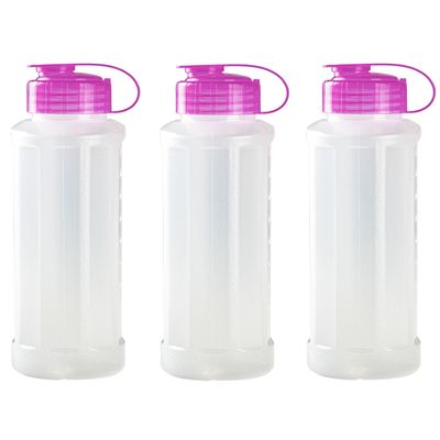 6x stuks kunststof waterflessen 1100 ml transparant met dop roze