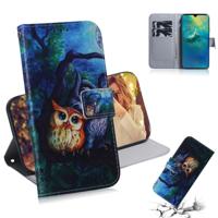 Olieverf uil patroon gekleurde tekening horizontale Flip lederen case voor Huawei mate 20 met houder & card slots & portemonnee