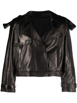 Salvatore Santoro veste en cuir à revers crantés - Noir