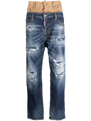 DSQUARED2 jean à effet usé - Bleu