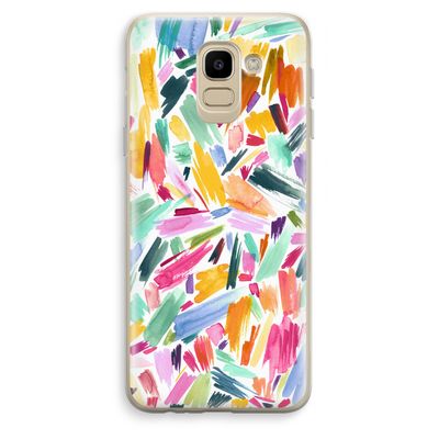 Watercolor Brushstrokes: Samsung Galaxy J6 (2018) Transparant Hoesje