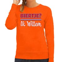 Oranje Koningsdag sweater - biertje? Ik willem - dames