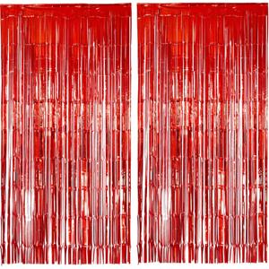 2x Folie deurgordijnen rood 200 x 100 cm