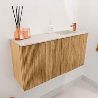 Toiletmeubel Mondiaz Joya Dlux | 80 cm | Meubelkleur Oak | Faye wastafel Meli Wasbak Rechts | 1 kraangat