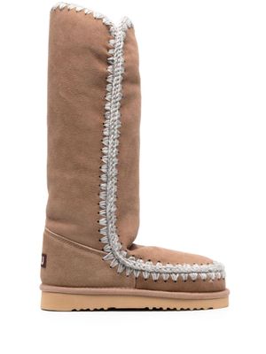 Mou bottes en daim à détails en crochet - Marron