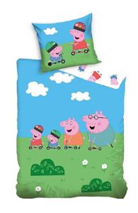 Peppa Pig dekbedovertrek stepping 140 x 200 cm - 50 x 73 cm