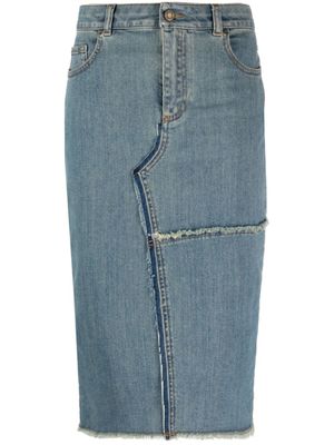 TOM FORD jupe mi-longue à détails effilochés - Bleu