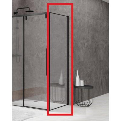 Van Rijn Products ST06 Vaste Wand - 70x200cm - Helder glas - dikte 8mm - tbv hoekcabine - muurprofiel - Zwart ST0635070ZWW