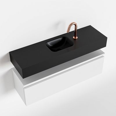 Toiletmeubel Mondiaz Andor | 100 cm | Meubelkleur Talc | Lex vrijhangend wastafel Urban Midden | 1 kraangat