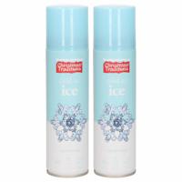 Bevroren ijssterren/vorst spray - 2x - in bus - 150 ml - ijsspray - ijsbloemen - sneeuwspray