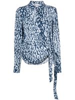 LIU JO blouse portefeuille à imprimé léopard - Bleu - thumbnail